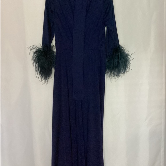 Vintage Lilli Diamond Ostrich Feather Navy Dress - Picture 4 of 9